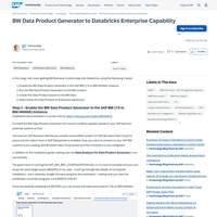 Screenshot: BW Data Product Generator to Databricks Enterprise Capability