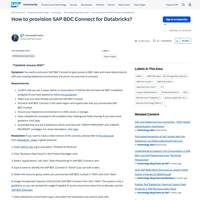 Screenshot: How to provision SAP BDC Connect for Databricks?