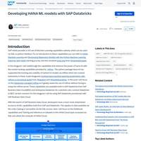 Screenshot: Developing HANA ML models with SAP Databricks