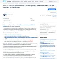 Screenshot: How to use SAP Business Data Cloud Capacity Unit Estimator for SAP BDC Connect for Databricks?