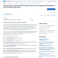 Screenshot: Need to Know - Beyond SAP Analytics Cloud AI and Using SAP Databricks in SAP Business Data Cloud