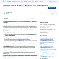 Screenshot: SAP Datasphere Master Data – Attributes, Texts, and Hierarchies
