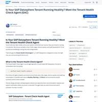 Screenshot: Is Your SAP Datasphere Tenant Running Healthy? Meet the Tenant Health Check Agent (EAC)