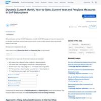 Screenshot: Dynamic Current Month, Year-to-Date, Current Year and Previous Measures in SAP Datasphere