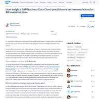 Screenshot: User Insights: SAP Business Data Cloud practitioners' recommendations for BW modernization